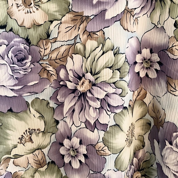 Vintage Button down shirt Blouse Floral Print Lavender Sage green Cream Sz 12 - Picture 9 of 9